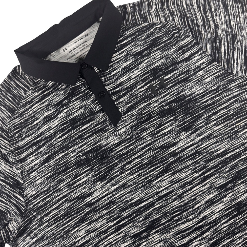 Under Armour Iso-Chill Polo Shirt Mens XL Black White Space Dye HeatGear